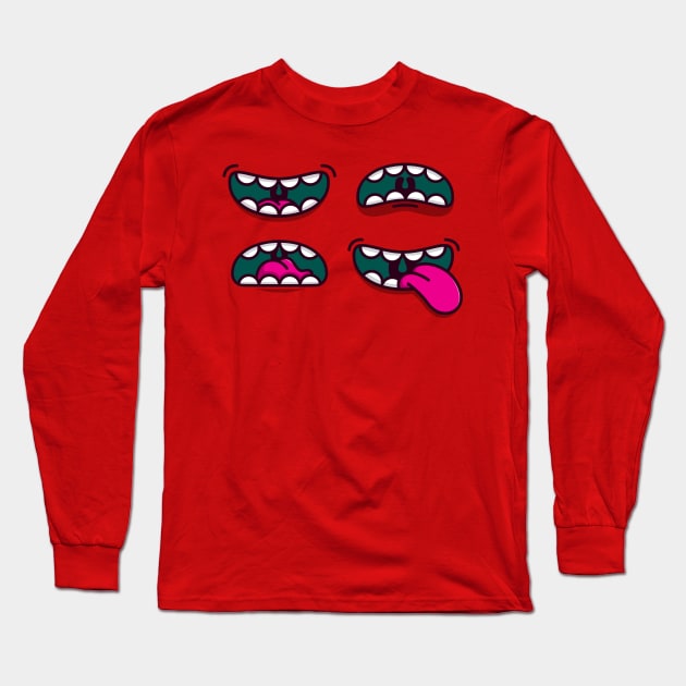 Mouth expressions Long Sleeve T-Shirt by Digster